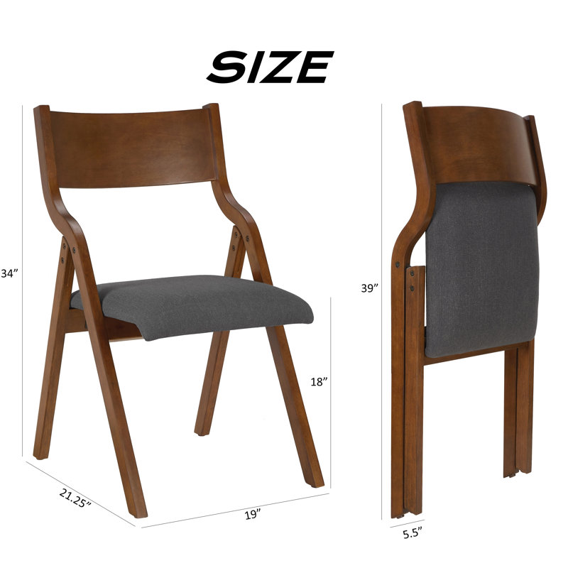 Set of 2 Upholstered Folding Dining Chairs - Space-Saving, Lightweight, Ergonomic Design for Dining Room, Office or Outdoor Use