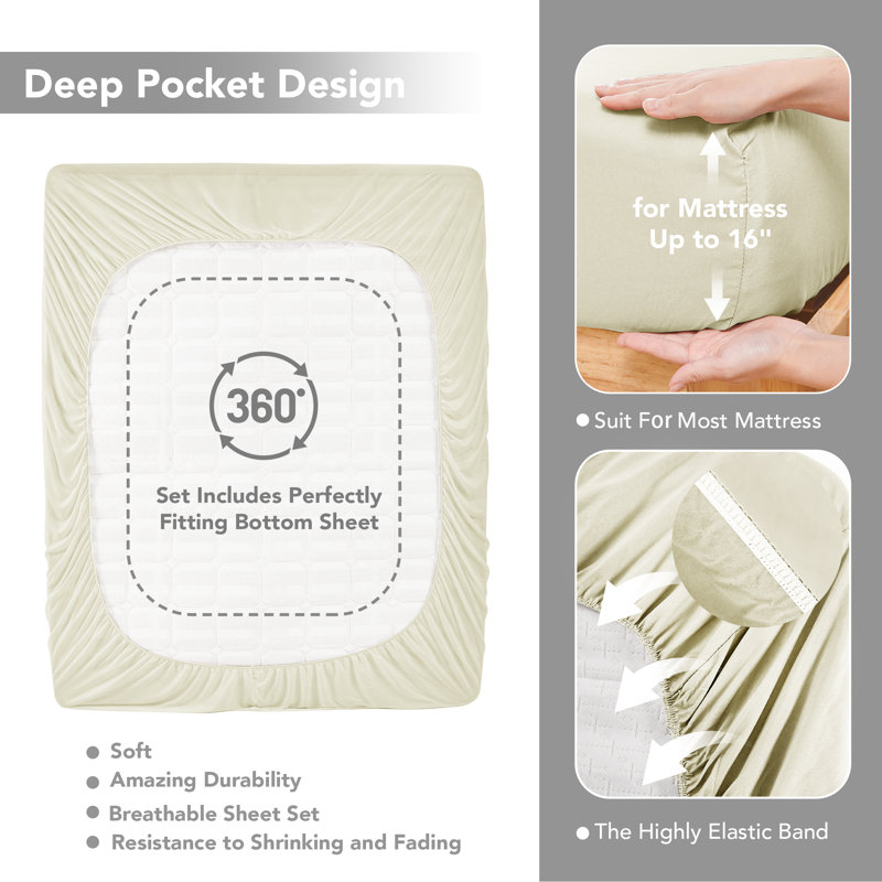 Microfiber Sheet Set, Queen, Beige