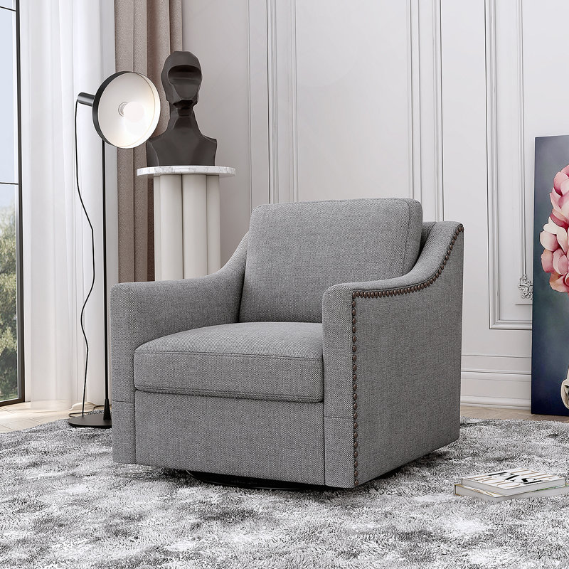 Fauteuil pivotant à 360 degrés, Lin de coton gris
