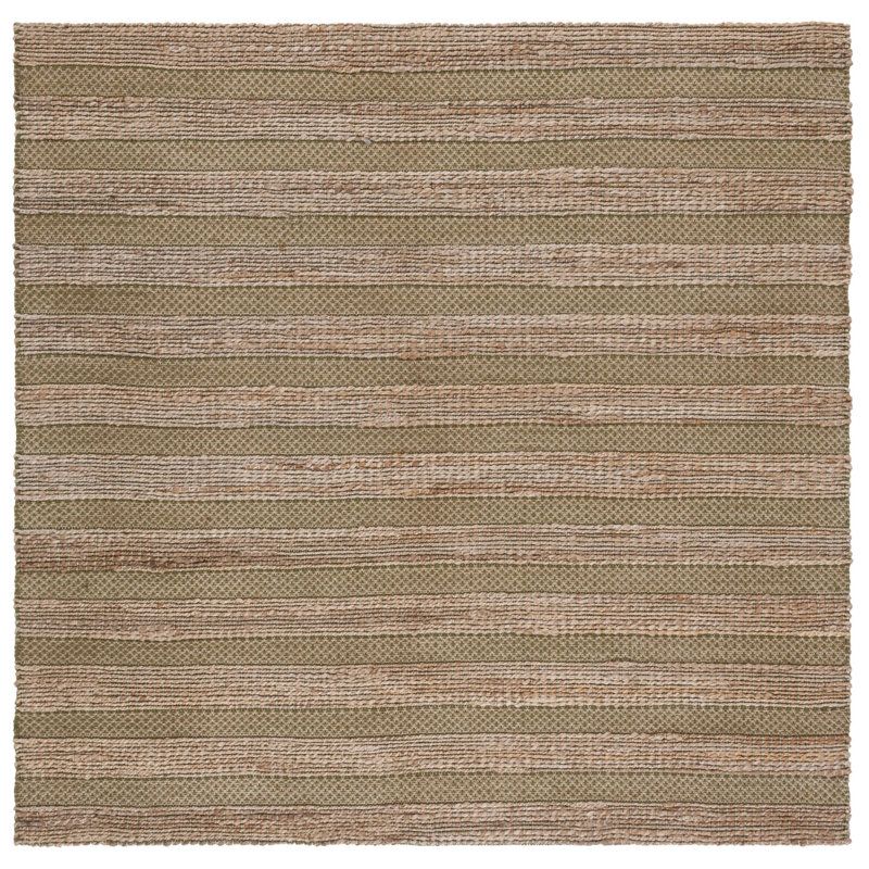 Ifedayo Natural Fiber Flat Weave Jute/Cotton Geometric Rug in Green/Natural, Square 6'6"