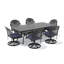 Ensemble de salle à manger ovale pour patio 6 personnes (81,89 po L) avec trou pour parasol, 6 chaises pivotantes, coussins bleus-106890198
