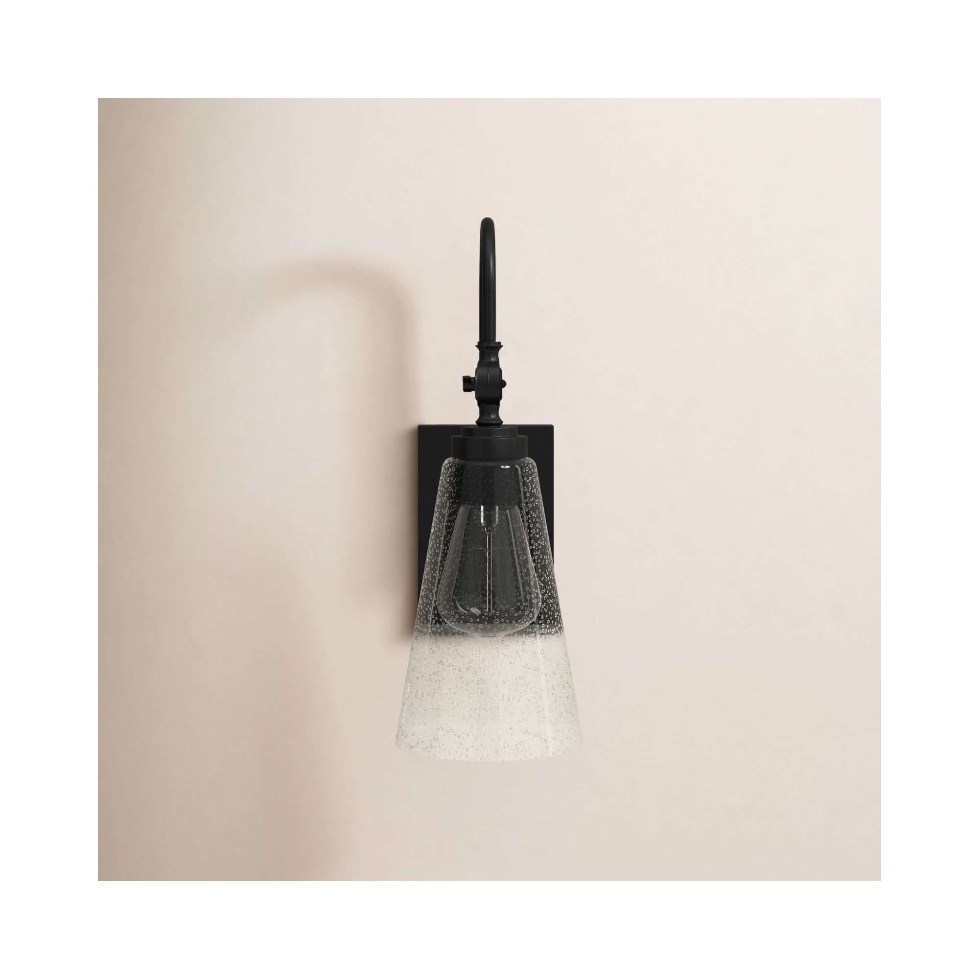Picola Single Light Glass Dimmable Wall Sconce, Matte Black