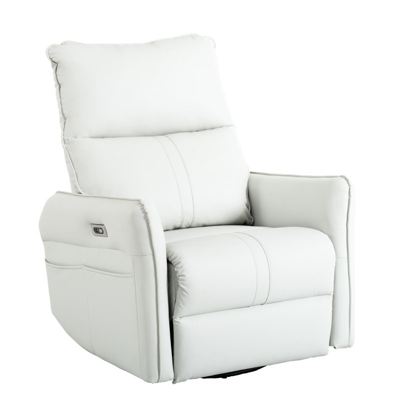 270° Swivel Electric Recliner, Gray And Fade Feature Power Recliner With Smooth Lines - Bedroom, Gray