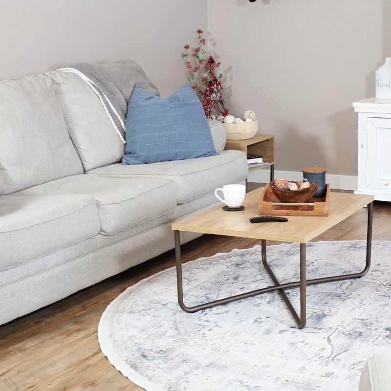 Industrial Coffee Table with Cross Leg Base