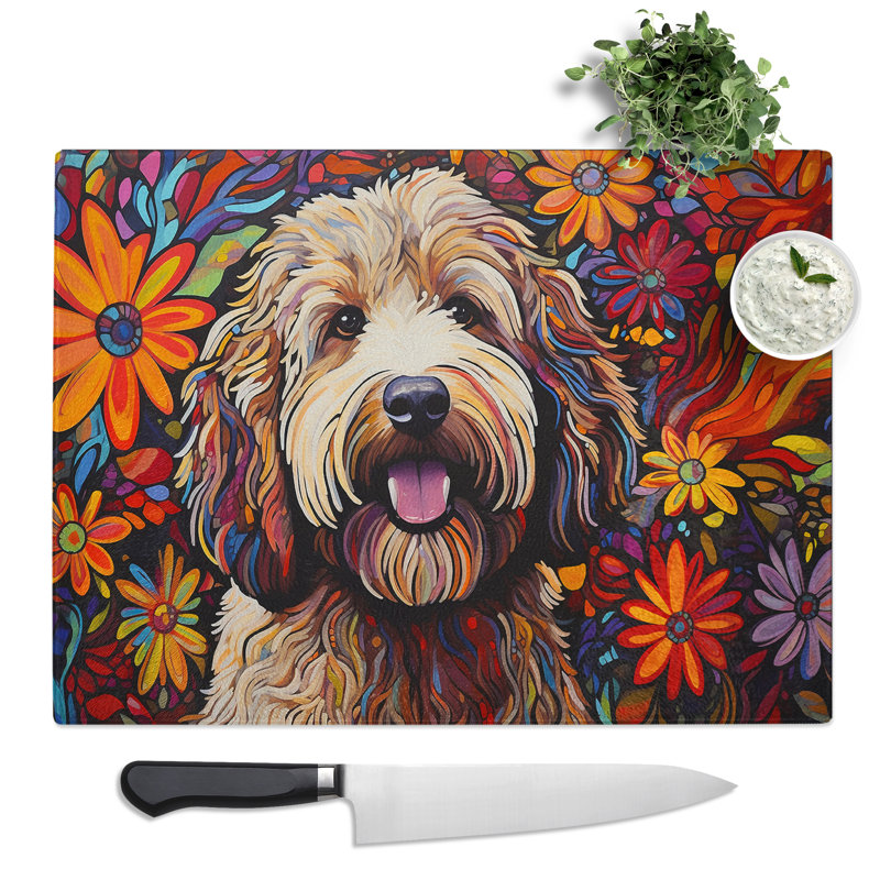 Labradoodle Colour Field No.2  Glass Chopping Board