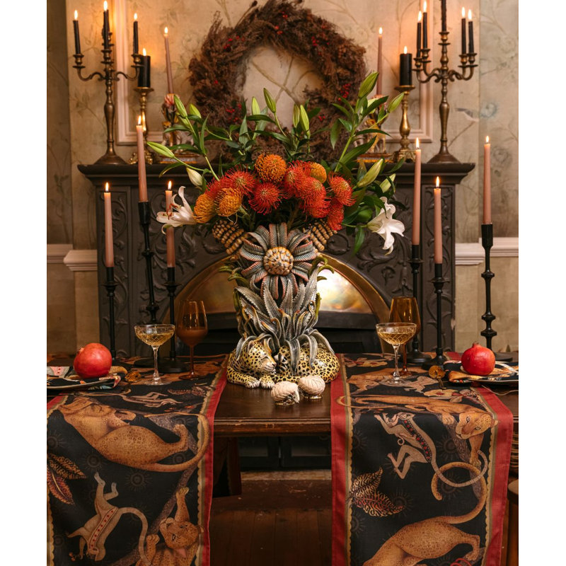 Monkey Tales Table Runner - Linen, 94" L, Night