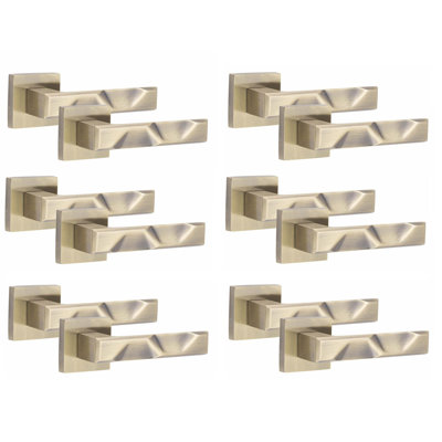 6 Pairs Modern Nova Premium Design Door Handles on Square Rose in Polished Chrome with 3" Ball Bearing Hinges and 2.5" Tubular Latch