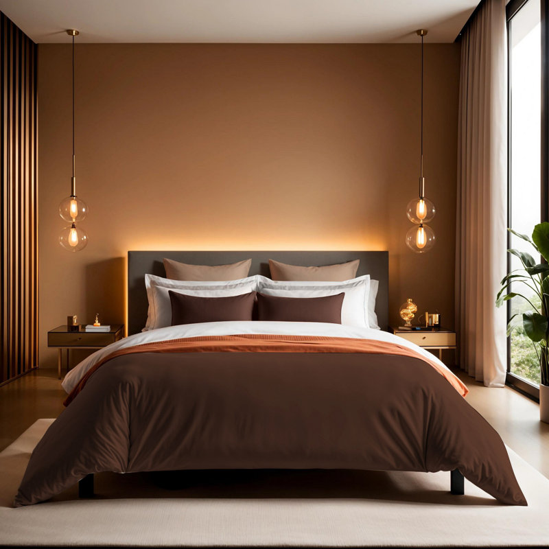 Luxurious Ranforce King Quilt Cover, Dark Brown, 94.5 x 86.6 inches | 100% Cotton, 155 Thread Count | Button Closure, Machine Washable at 30°C | Soft, Durable, and Elegant Bedding for a Cozy Bedroom