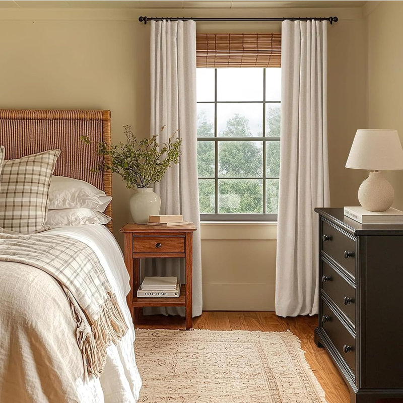 100% Blackout Curtains for Bedroom 2 Panels, 50"W x 84"L (Pack of 2), Oatmeal
