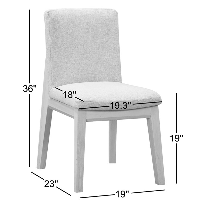 Shadrach Solid Wood Dining Chair In White Sand And Natural Linen, Blanc / Blanc