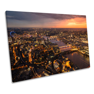 London Skyline Aerial Sunset - Wrapped Canvas Print