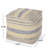 Handcrafted Square Pouf Ottoman, Natural Blue Wool Blend, 16 X 16 X 16 Inches