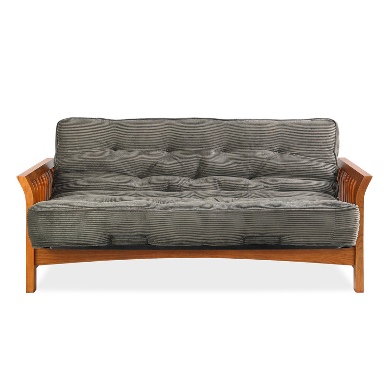 Futon et matelas Overs peu, Velours côtelé couleur sauge