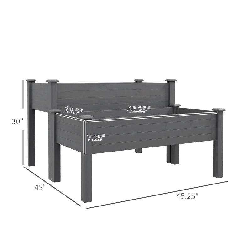 Dahlonega Wood Elevated Planter, Gray