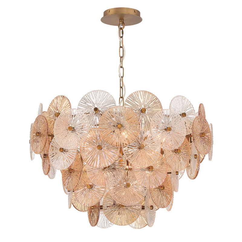 Lustre 12 lumières en laiton plaqué Sue-Anne