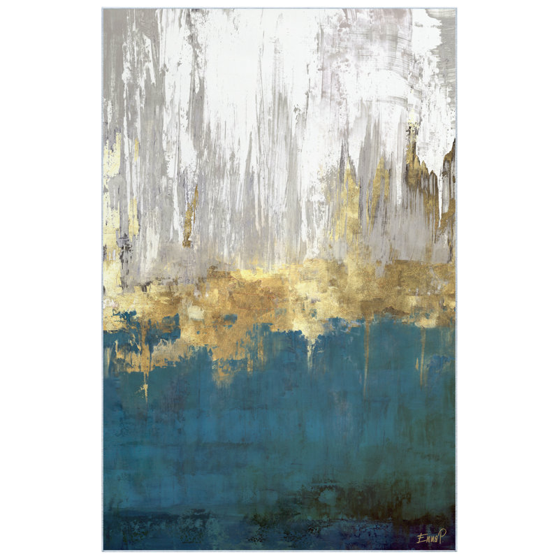 Golden Blue Horizons Washable Area Rug, Power-loomed, Heavenly Softness with Non-Slipping Backing