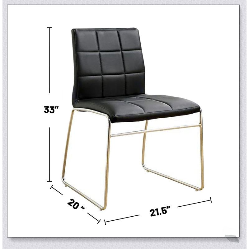 Ensemble de 2 chaises d'appoint rembourrées en similicuir noir et chrome, parfaites pour les intérieurs modernes et les sièges confortables