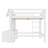 White Full Loft Bed with Built-in Bookshelf, Curtain & Safety Guardrails, Kids Play Loft-1643609341-1643609314