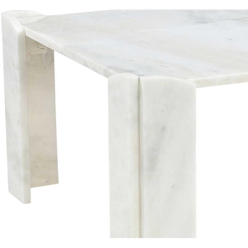 Table basse Abe en marbre véritable blanc, Blanc