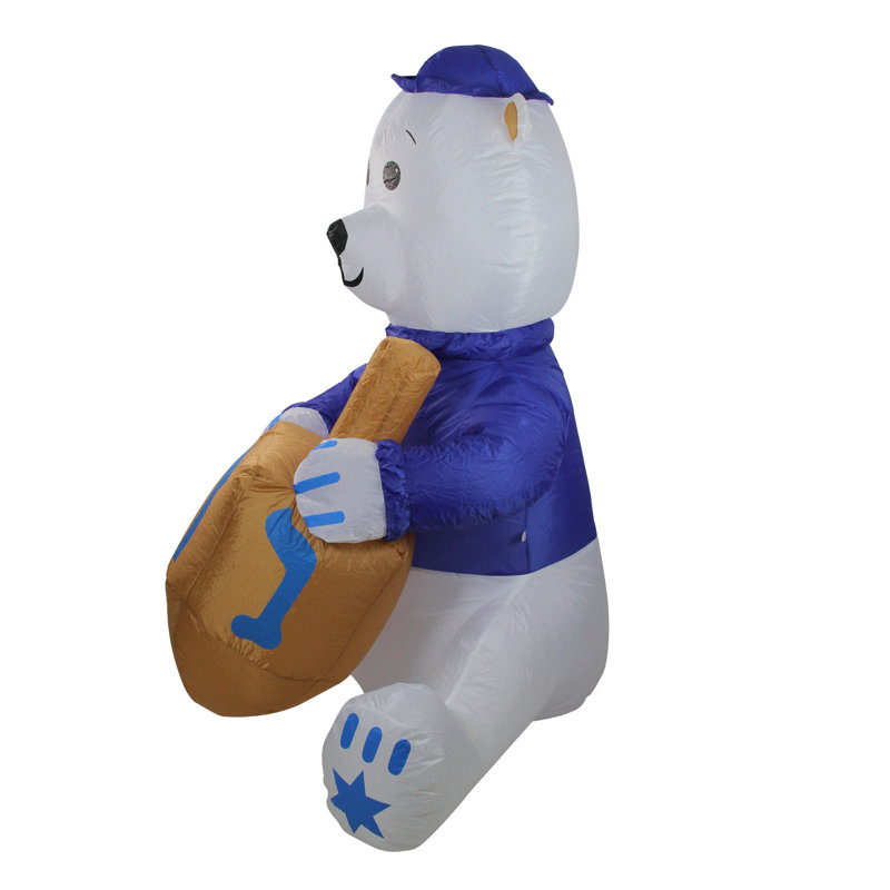 Ourson de Hanoukka gonflable 48 po bleu et blanc