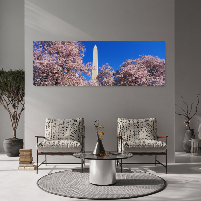 Cherry Blossoms Washington Monument 1 Piece Wrapped Canvas Panoramic Wall Art, 50.8 cm H x 152.4 cm W