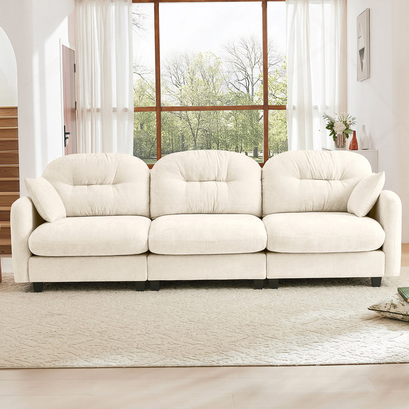 Canapé modulaire à trois places modulaire avec revêtement doux, dossier capitonné, conception ergonomique et base de haute qualité pour les salons et les chambres