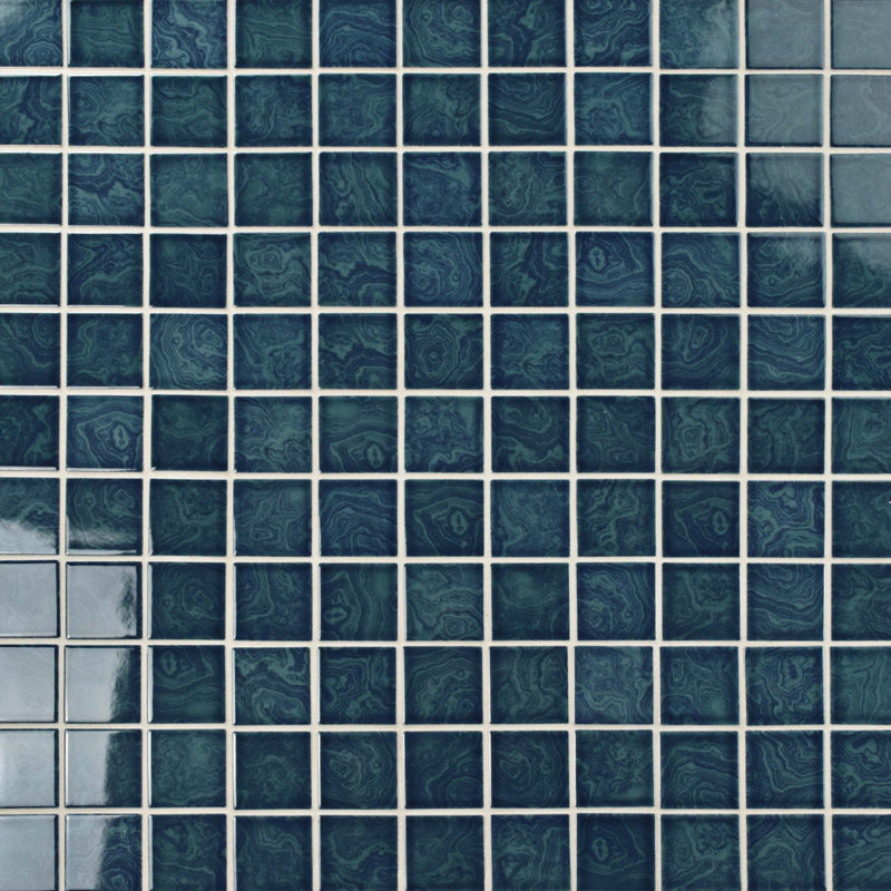 Resort 2" x 2" Porcelain Grid Mosaic Tile, Coral Blue