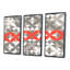 Fleur rouge sur fond gris et blanc - ensemble de 3 toiles encadrées-1525243093-1525243090