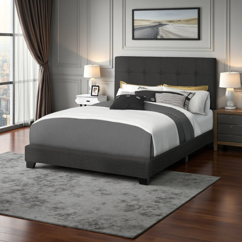 Grand lit tapissier Mckenna Transition, Black