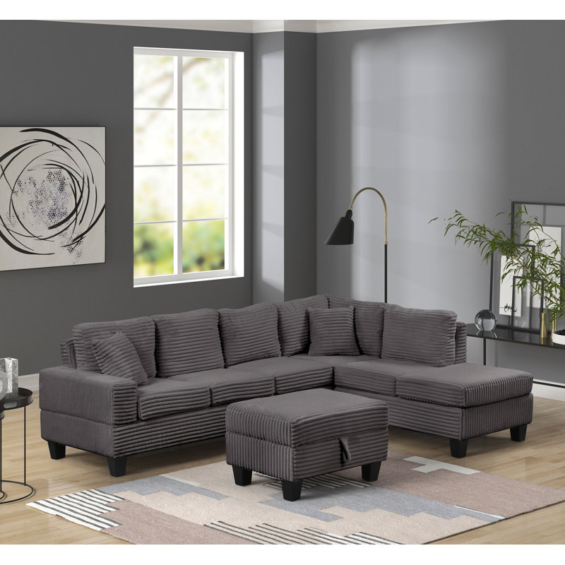 Canapé modulaire inclinable moderne en bois gris, Gris