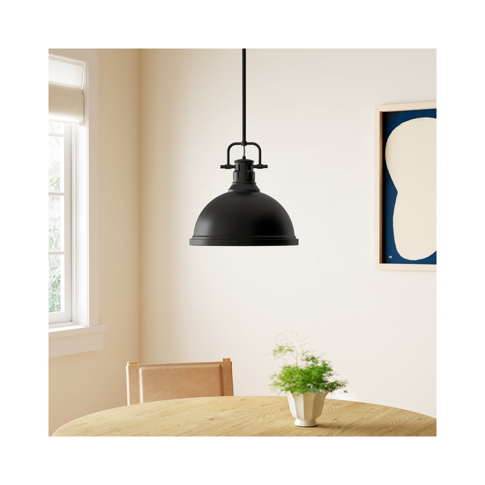 Calico Single Light Steel Dimmable Pendant, Matte Black, Matte Black