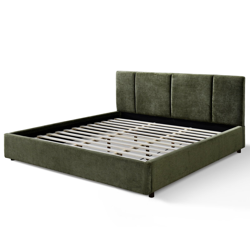 Condit Upholstered Platform Bed, King, Moss Green