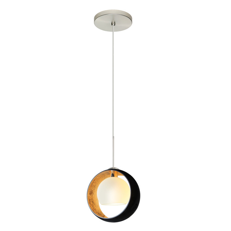 Luminaire suspendu géométrique 1 lumières simple Speidel, Feuille dorée, Nickel satiné