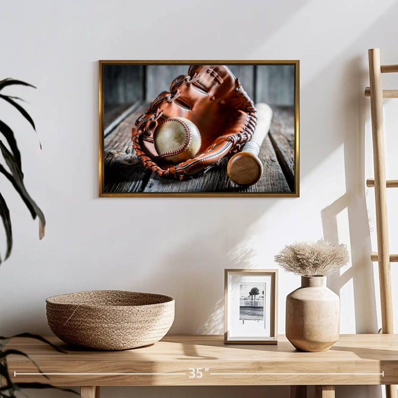 Baseball Basics, 19" X 13", Floating Frame Gold