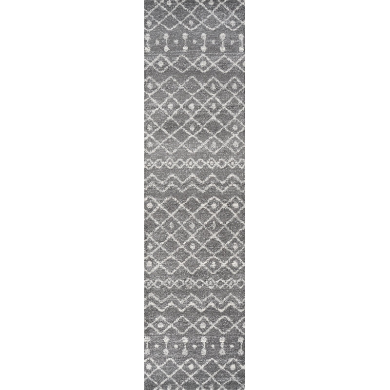 Bousquet Moroccan Beni Souk Gray/Cream Rug, Runner 2'2" x 8'