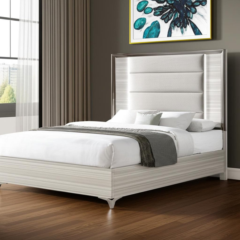 Star White King Bed With Led