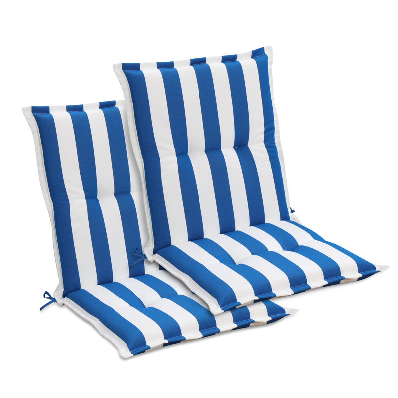  Outdoor Tufted Chair Cushions Set of 2, 39 x 20 x 2.4 Inch, 19.7" W x 18.5" D, Blue