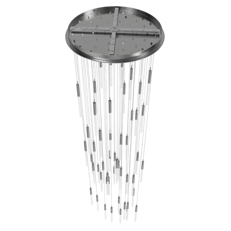 Polished Nickel 51-Light Glass LED Cluster Pendant