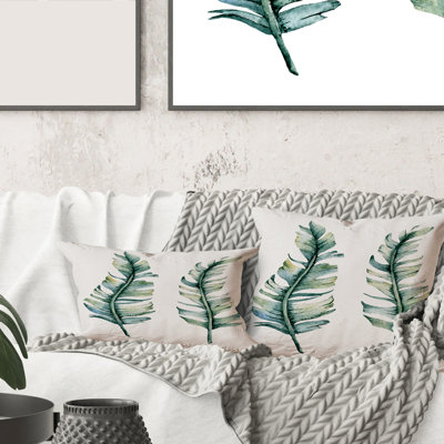 Rectangle, duo de feuilles tropicales - Coussin Farmhouse