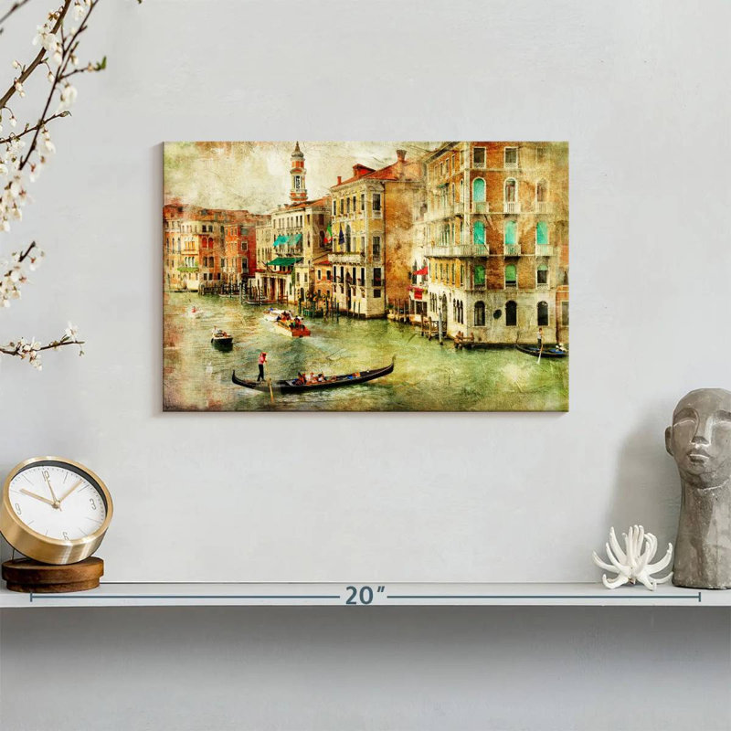 Impression sur toile rétro de Venise, H 8 po x l 12 po x P 1 po