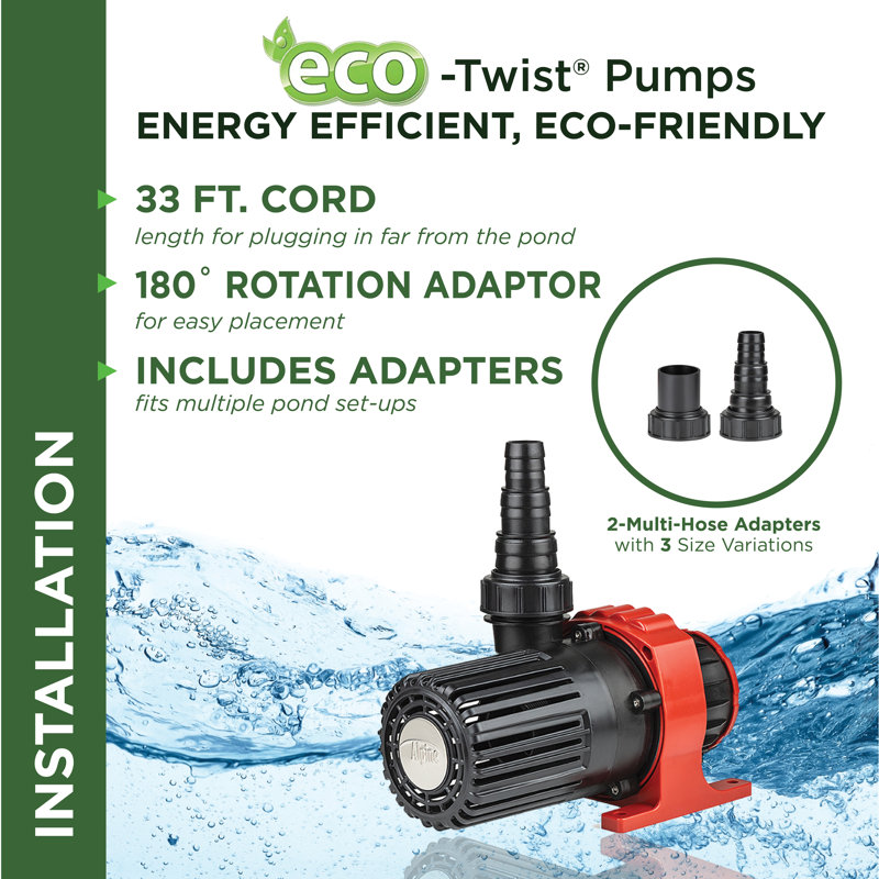 Eco-Friendly Submersible Pond Pump with 33 ft. Cord