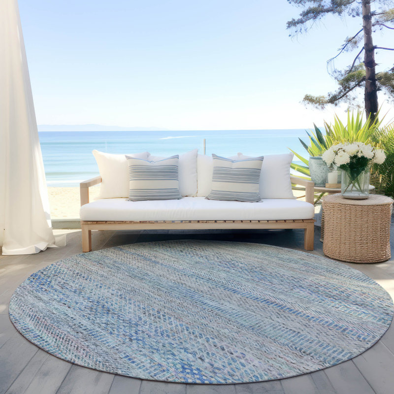 Tapis intérieur / extérieur bleu Viviennea, 2 pi 6 po x 3 pi 10 po