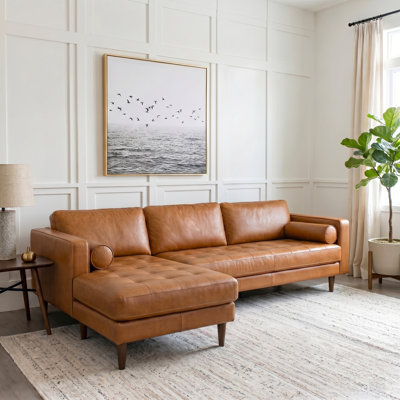 Lowry 101" Wide Genuine Leather Sofa & Chaise