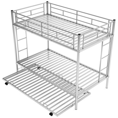 Lit superposé simple au-dessus d'un lit gigogne argenté - Pratique pour un usage domestique