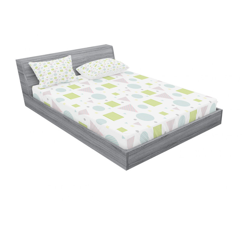 Microfiber Geometric Sheet Set, Queen Sheet Set with Fitted Sheet