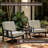 Teak Outdoor Four-person Conversation Set With Cushion And Two Side Tables-1987628335-1987628368
