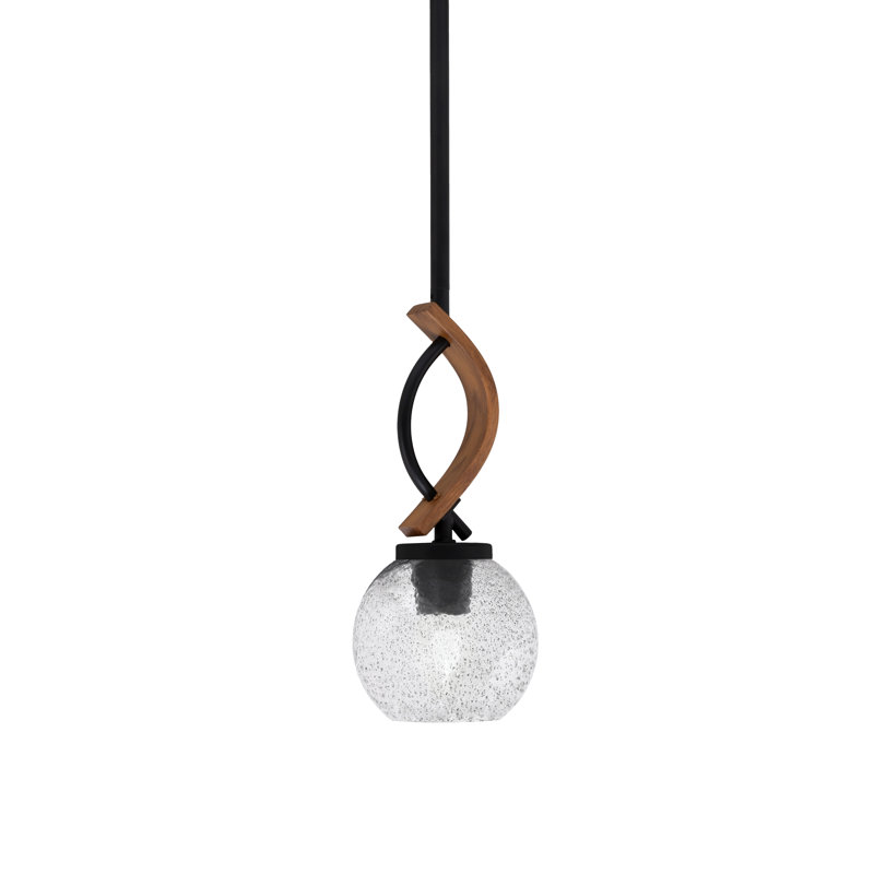 Mini-luminaire suspendu avec tige Hallmann avec verre de 5,75 po, H 11,75 po x l 5,75 po x P 5,75 po, Bulles / fumée