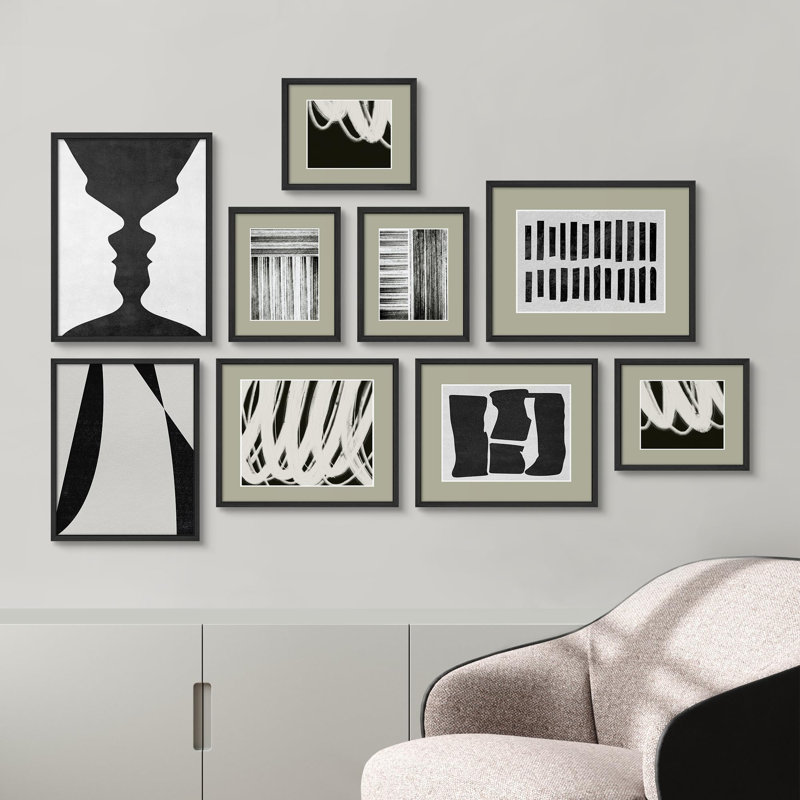 Monochromes, illustrations abstraites, art moderne, petit décor, Noir