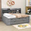 Lit plateforme 3 tiroirs en bois avec tablettes et lit gigogne-764120360-764120359