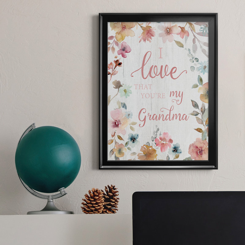 «Love Grandma», art textuel sur toile, Noir, H 18,5 po x l 24,5 po x P 1,5 po
